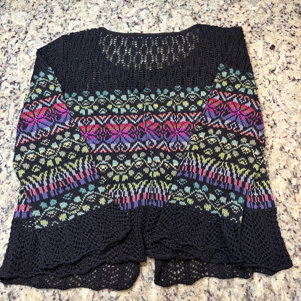 Peruvian Connection Black Multicolor Button Up Ca… - image 5